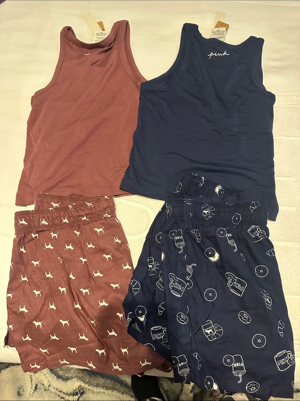 PINK Victoria's Secret Mauve Tank & Dog-Print Boxer Set